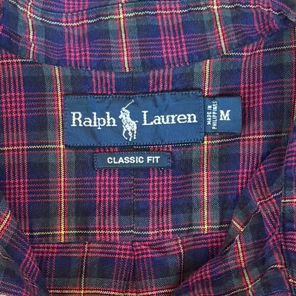 VTG 90's Ralph Lauren Classic Fit Button Down Pony Logo Shirt Mens Size Medium - Picture 2 of 6